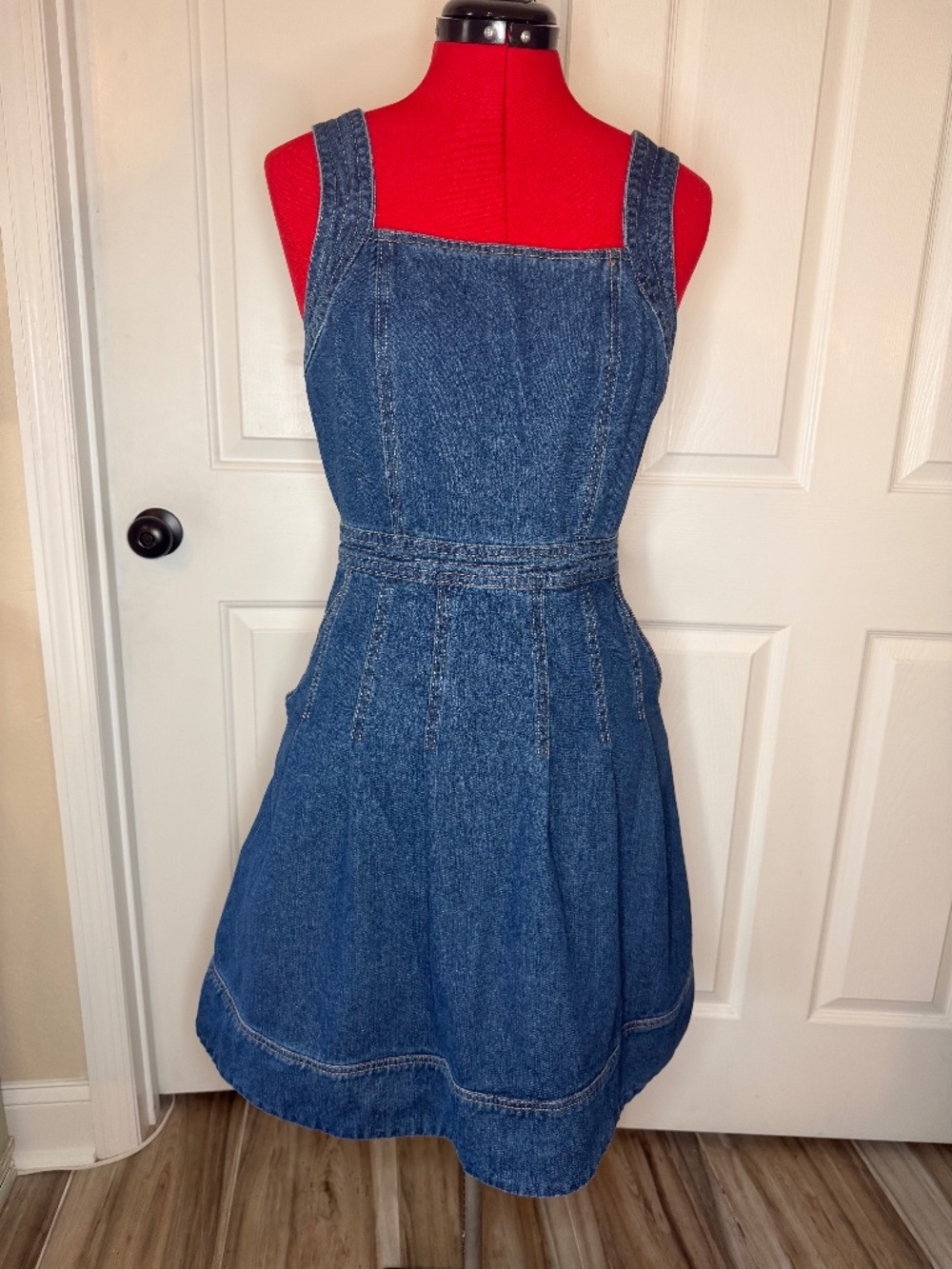 Joie Sleeveless Denim Jean Fit & Flare Dress Women Sz 6 Pockets